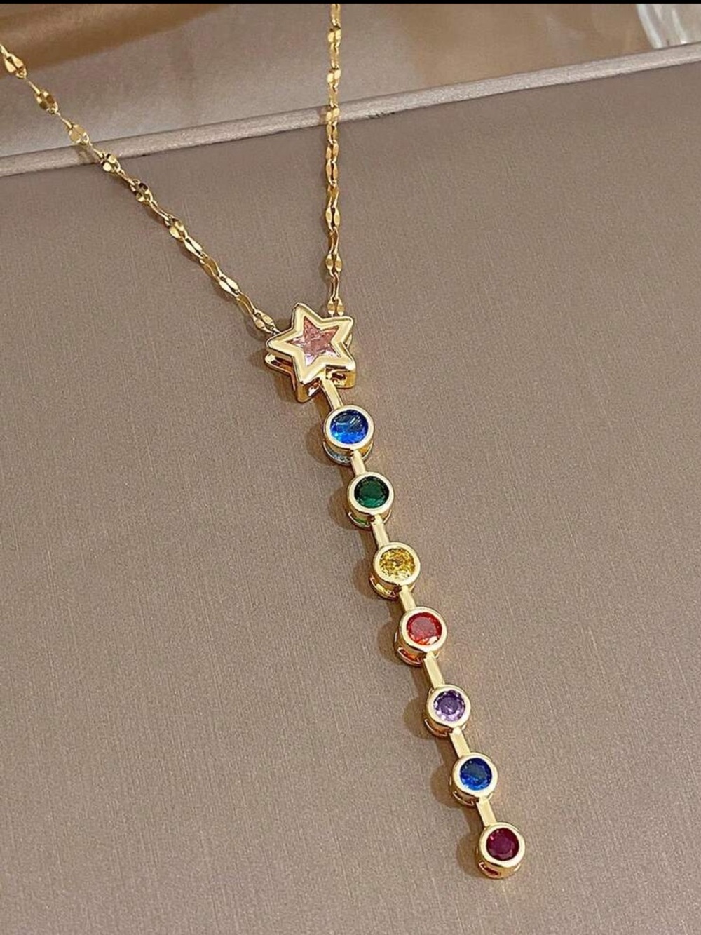 New boutique Gold plated Multi-Gem Star Pendant Necklace - Women Jewelry - Picture 2 of 4
